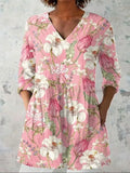Women's retro slim fit long-sleeved polyester top with digital printing in multiple colour designs
