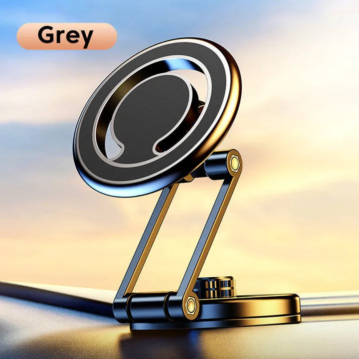 Telescopic folding car phone holder with magnetic attachment in black or silver colour