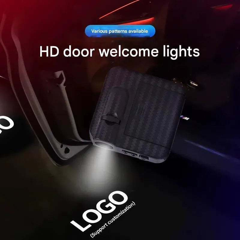 Wireless car welcome light with carbon fibre pattern finish and infrared sensor for door projection