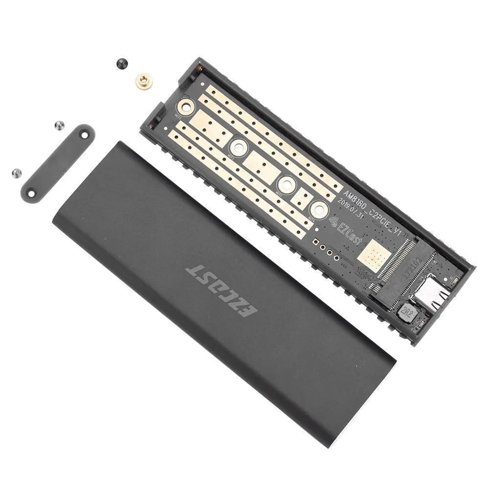 M.2 NVMe SSD enclosure with USB 3.1 Gen2 connection, aluminium body, supports 2280 form factor, 103mm length