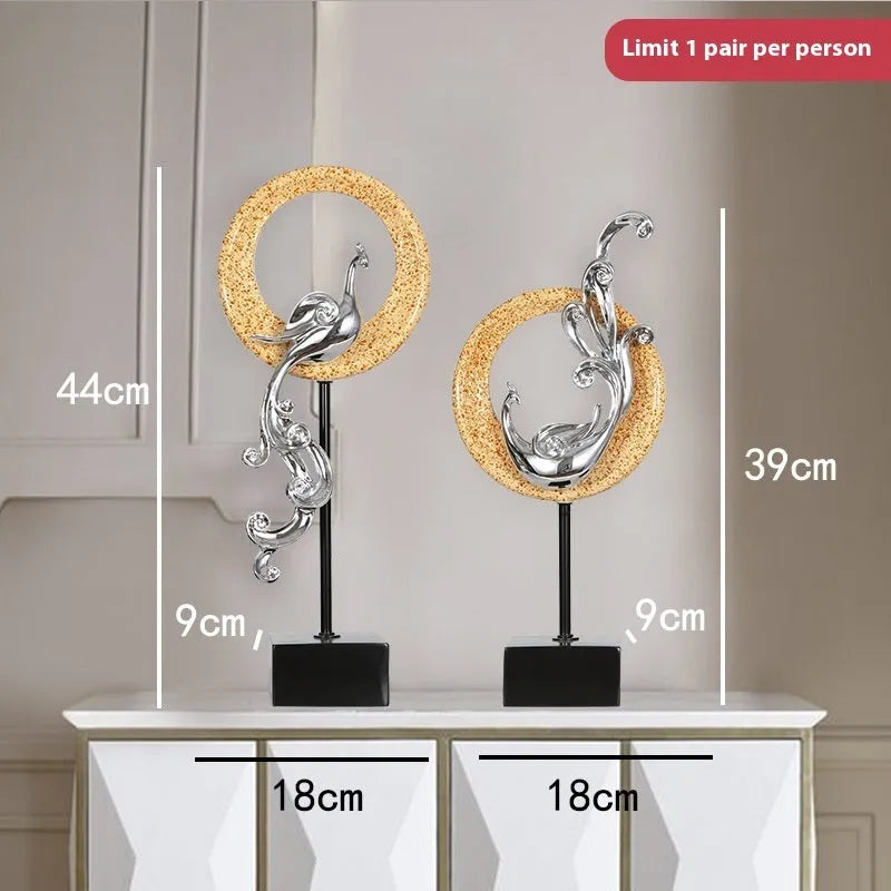 Synthetic resin phoenix ornament in rose gold, elegant silver and festive red colour options