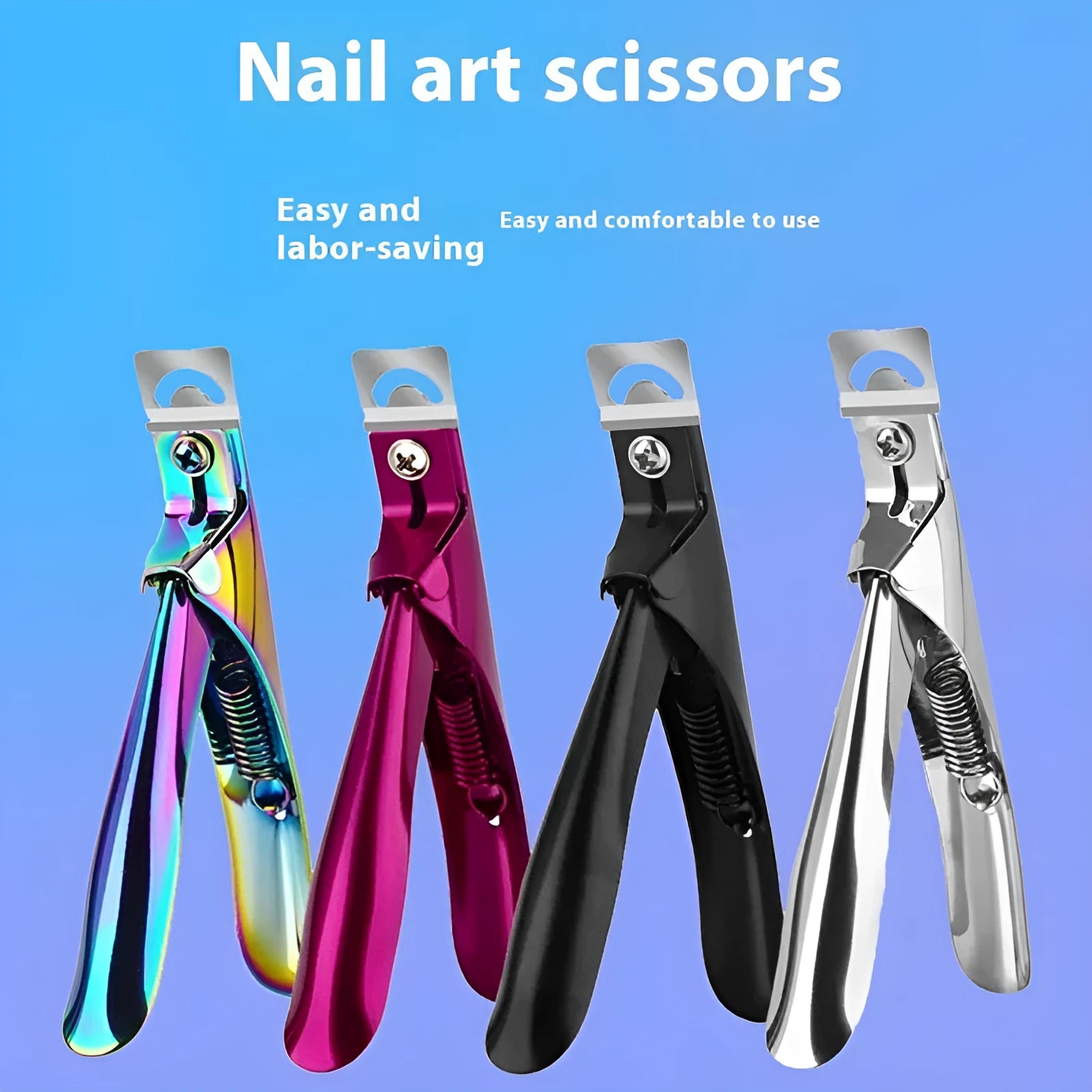 Titanium French U-shaped nail scissors with stainless steel blades and three handle colour options