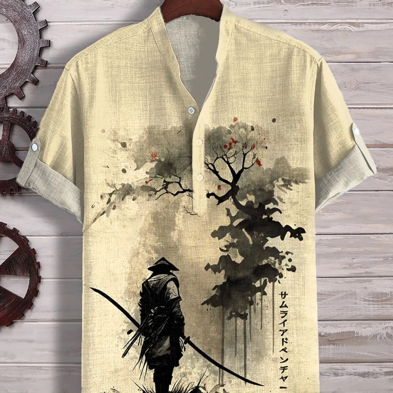 3D digital animal style short sleeve shirt on a hanger, showing graphic print detail.