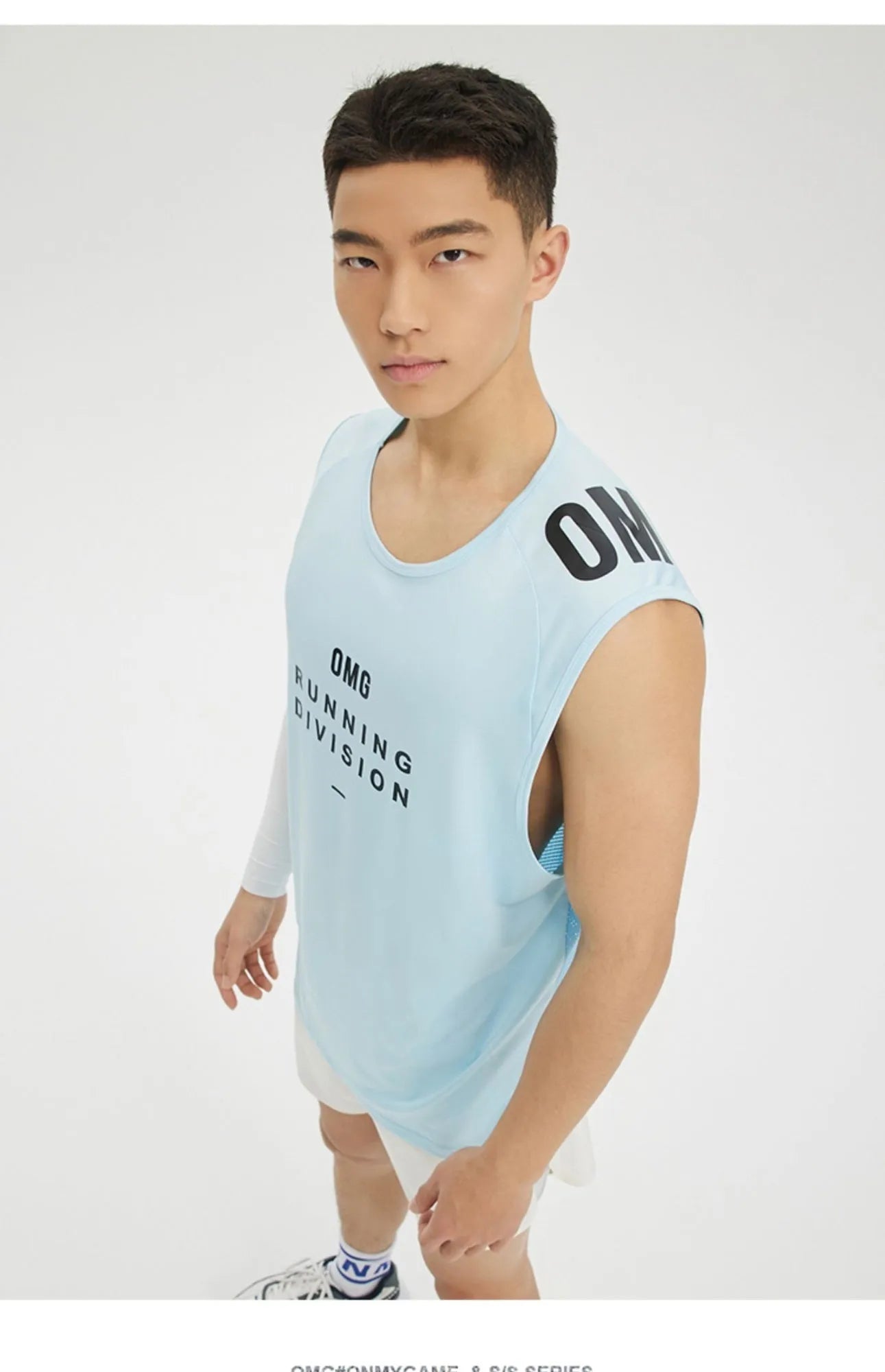 Men's loose fit mesh sports vest in black, blue, grey, or white
