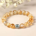 Citrine crystal geometric bracelet with 10mm width and grinding texture