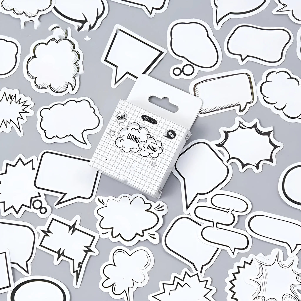 Momo boxed stickers 45 pieces black and white bubbles decorative sticker set in original box