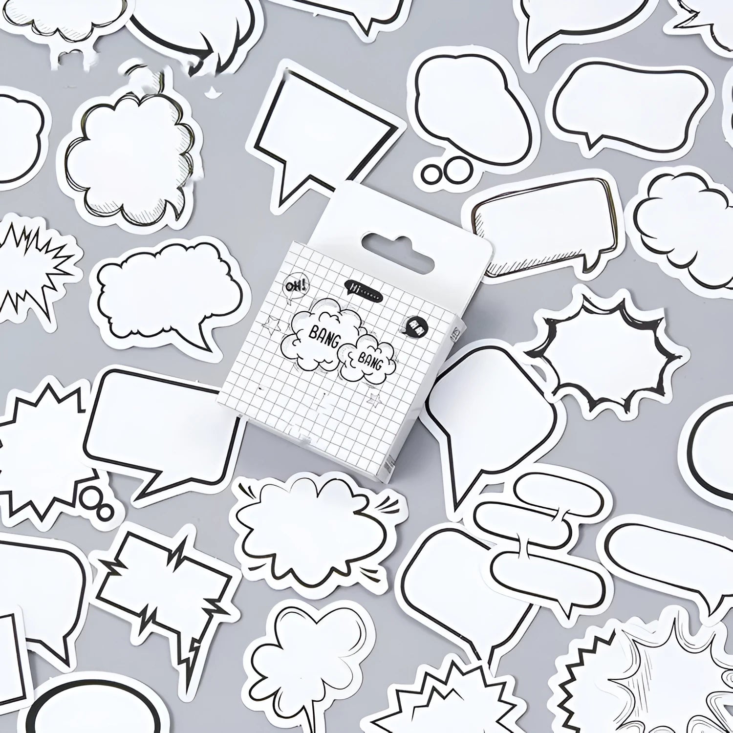 Momo boxed stickers 45 pieces black and white bubbles decorative sticker set in original box