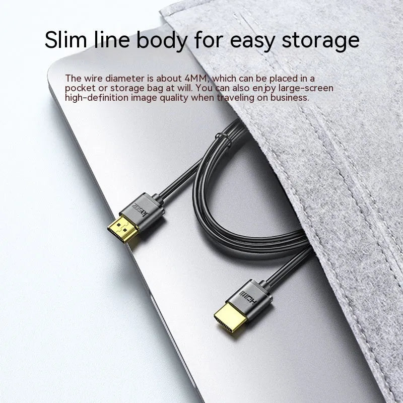 HDMI cable with gold connectors and thin flexible black cable in various lengths
