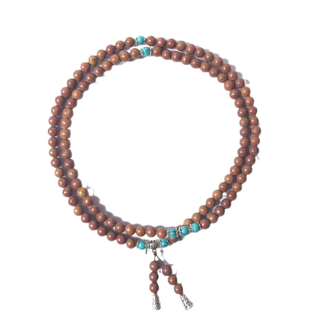 Stone bracelet with 108 hand-polished geometric beads measuring 5-6mm diameter