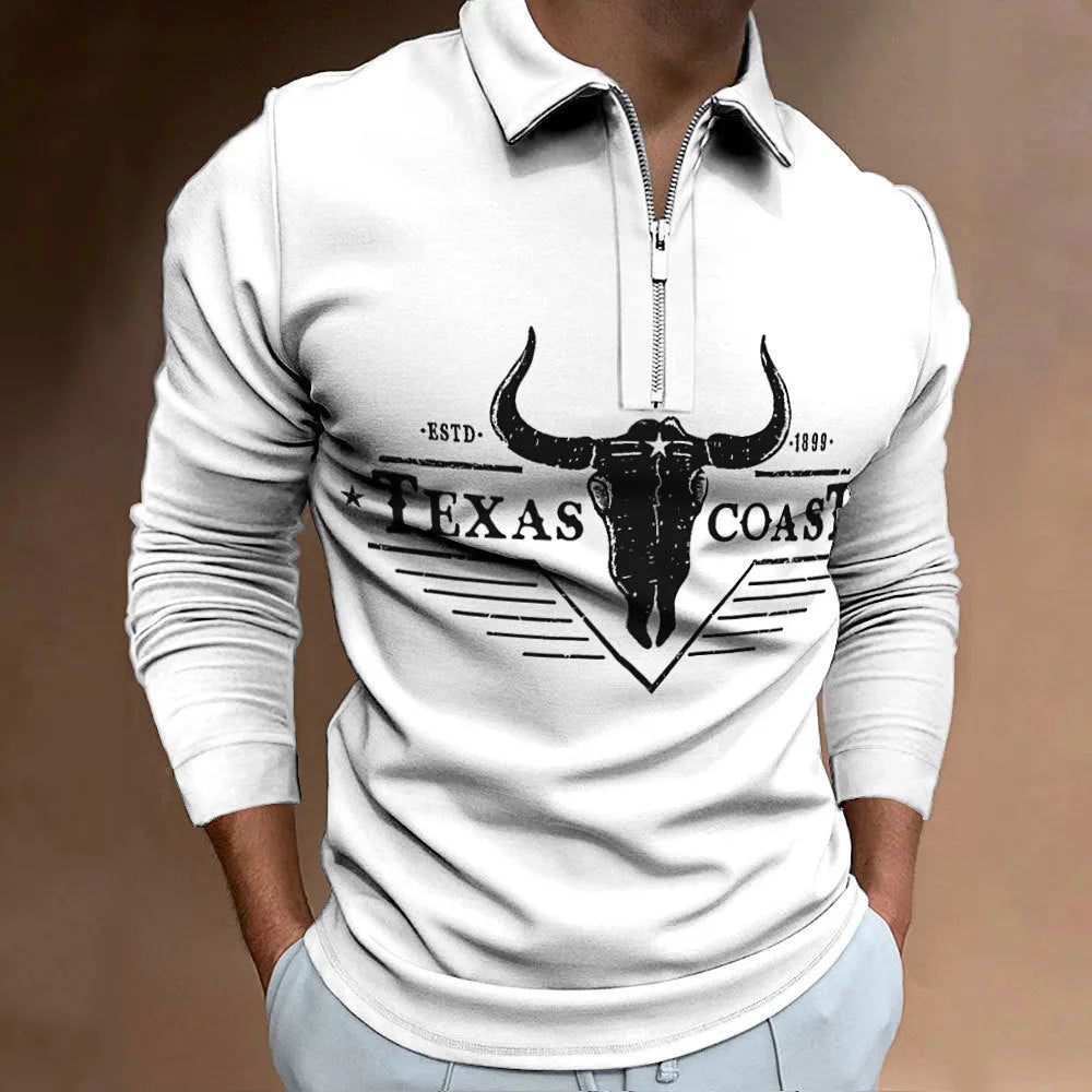 Men's 3D digital print zipper casual top in cotton blend with multiple colour options and sizes from S to 5XL