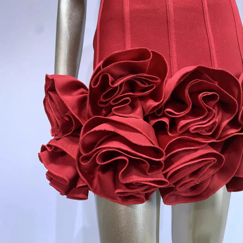 Solid colour women's dress in black, red, or white with mid waist design and urban style
