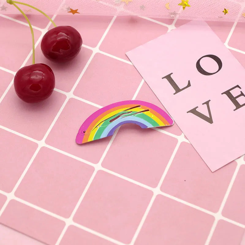 Children's metal barrette with baking varnish finish, colour-printed watermelon design