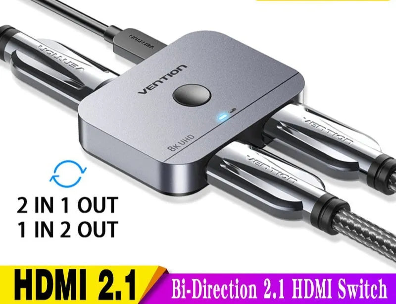Alloy cable splitter for HD computer audio video to television line conversion in black or grey colour