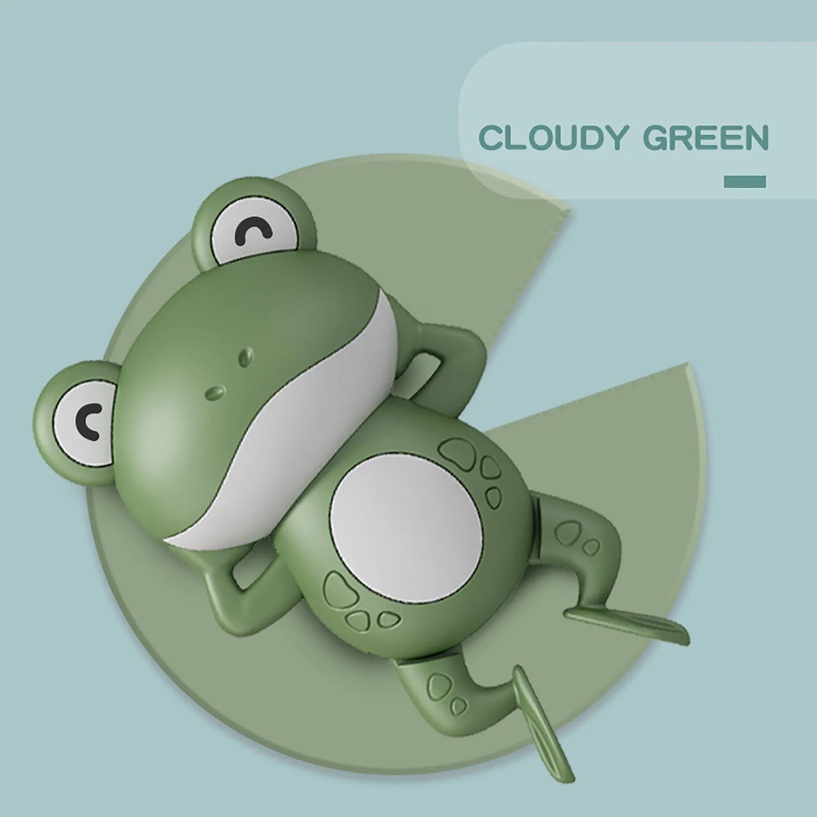 Little Frog bath toy in Deep Mist Blue, wind-up floating water toy, ABS plastic, 14x10cm, for infants 0-3 years