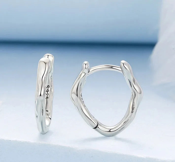 Polished 925 silver geometric ear clip for women ellipse shape clip on earrings