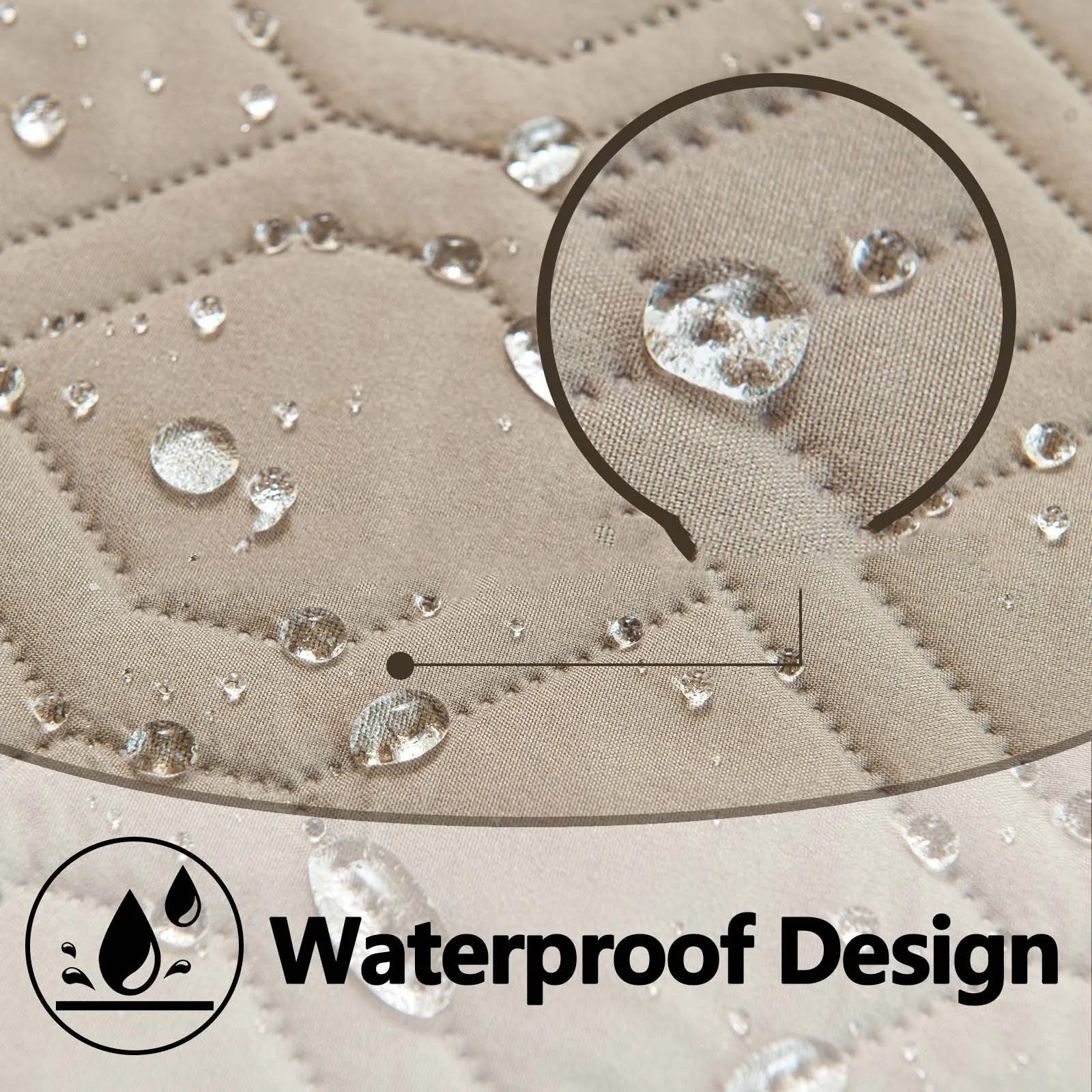 Double-sided waterproof dog sofa cushion in dark grey light grey or khaki beige, shown in various sizes on furniture.