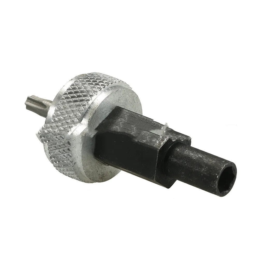 Carbon steel ignition module wrench with knurled aluminium knobs for 7/32 hex and T20 bolt removal.