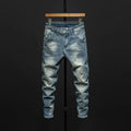 Men's slim fit cotton denim jeans with micro elasticity in dark blue and light blue colour options