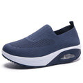 Women's air cushion non-slip flying woven shoes in solid colour, low top with mesh upper and EVA sole