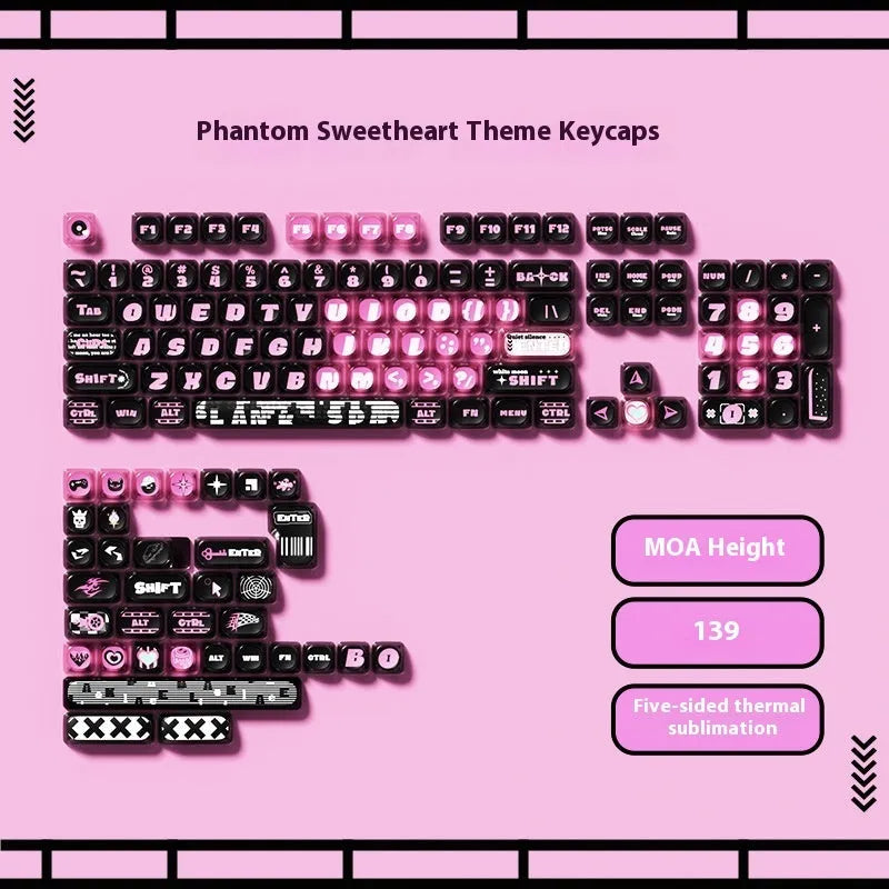 Full set of sublimation printed cartoon pig party theme keycaps for mechanical keyboard