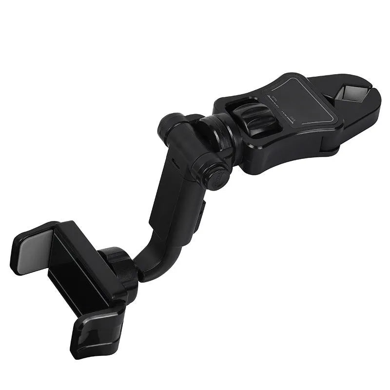 Car mobile phone holder clipped onto rear view mirror with ABS bracket in black and green colour