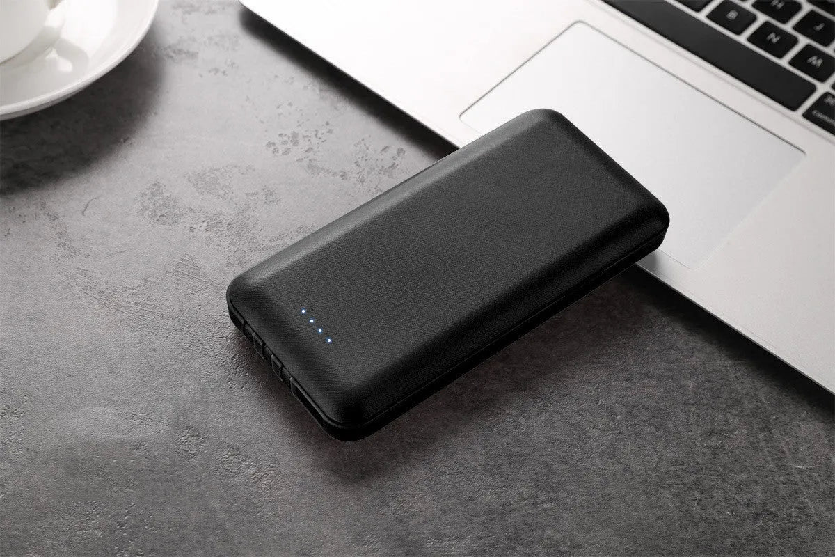 10000mAh plastic polymer lithium ion battery power bank with three wires in black