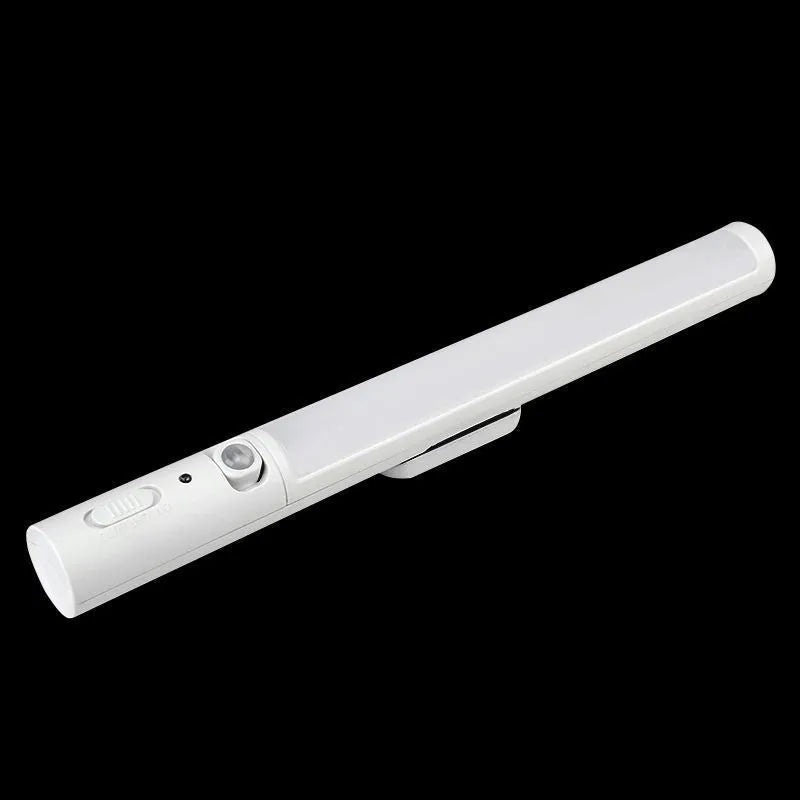 Infrared sensor battery LED wall light with magnetic mount showing cylindrical white housing