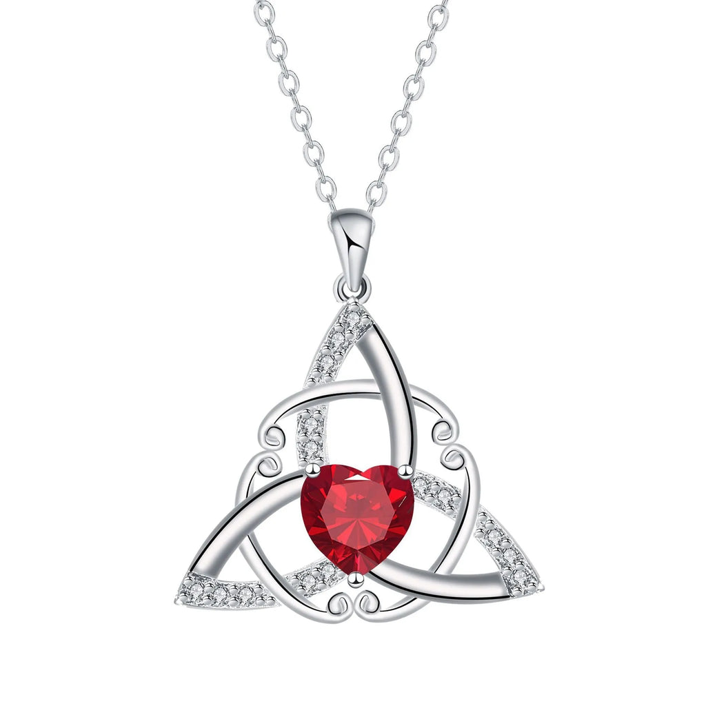 Geometric Celtic knot pendant necklace for women in copper with electroplated colour finish