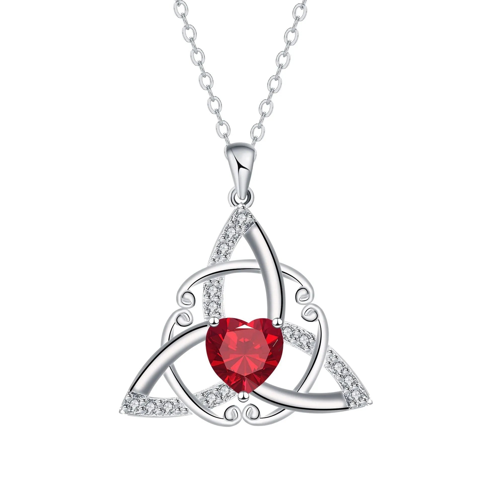 Geometric Celtic knot pendant necklace for women in copper with electroplated colour finish