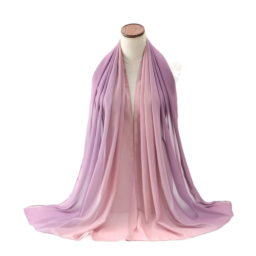 Women's chiffon bubble towel scarf in ethnic Pu long style showing texture and drape