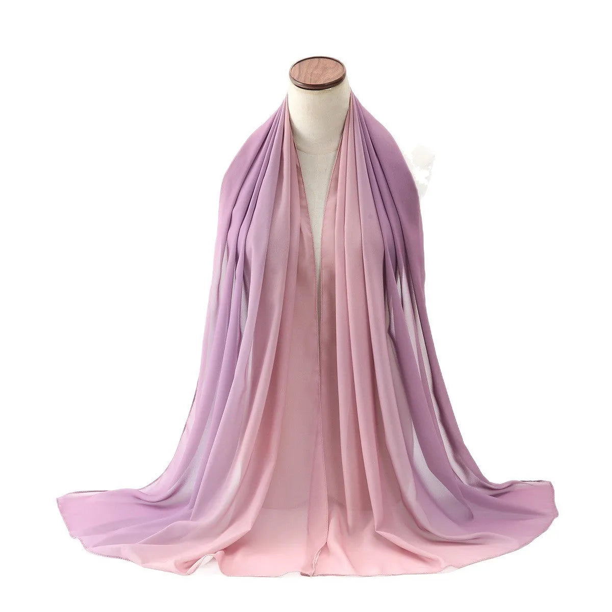Women's chiffon bubble towel scarf in ethnic Pu long style showing texture and drape