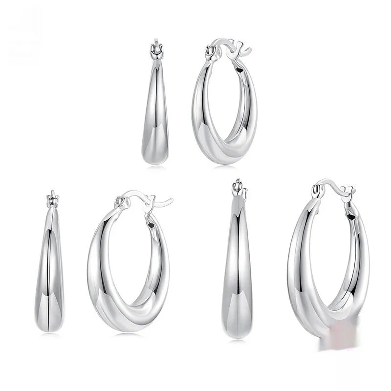 Copper geometry ring ear clip earrings for women in three sizes with electroplating finish