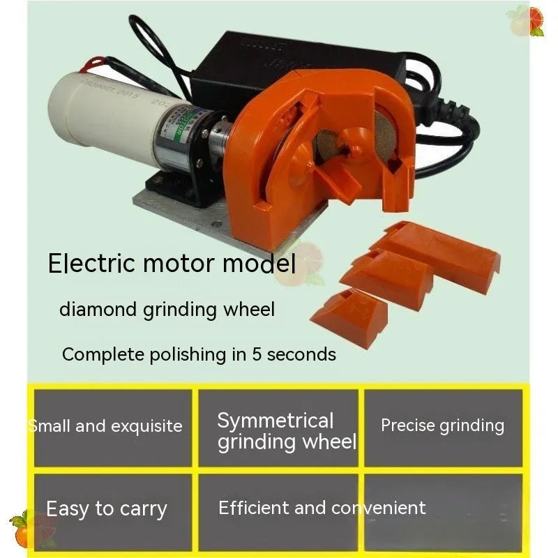 Portable universal grinding tool set with orange and black sander attachments and replacement grinding wheels.