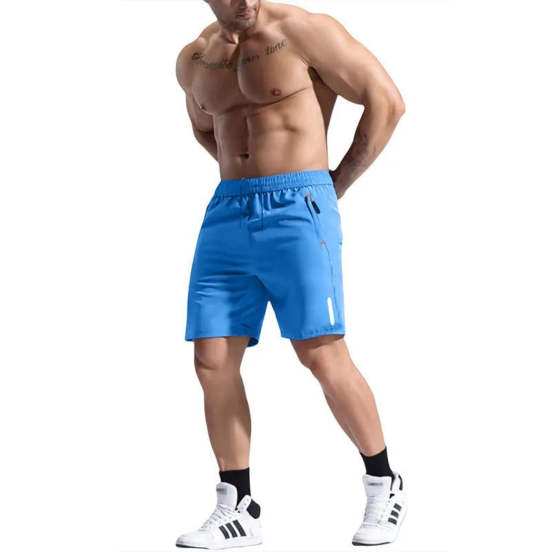 Men's bamboo fibre sports shorts in army green with an elastic high waist and drawstring closure.