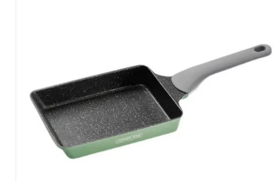 Green 26cm non-stick breakfast frying pan with bamboo handle and composite bottom
