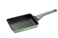 Green 26cm non-stick breakfast frying pan with bamboo handle and composite bottom