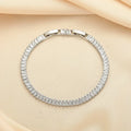 Rectangular brass women's bracelet with full diamond zircon inlays in champagne gold colour