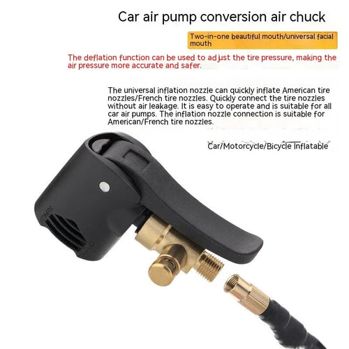 Two-in-one vehicle air conversion inflatable chuck connector with 16cm clarinet tube