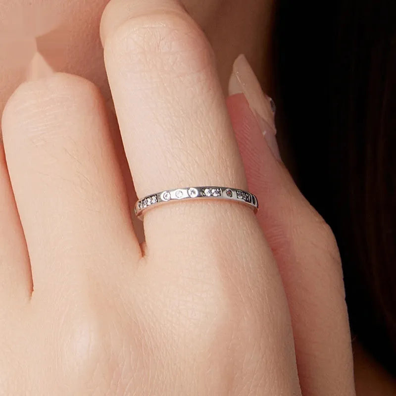 SCR1157 Moss Password I Love You sign silver alloy ring with oxidised black finish.
