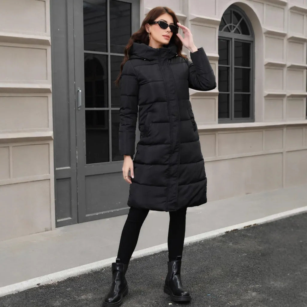 Men's black slim fit hooded jacket with long sleeves on a model