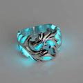 Adjustable Chinese dragon pattern ring in silver blue and green electroplated metal