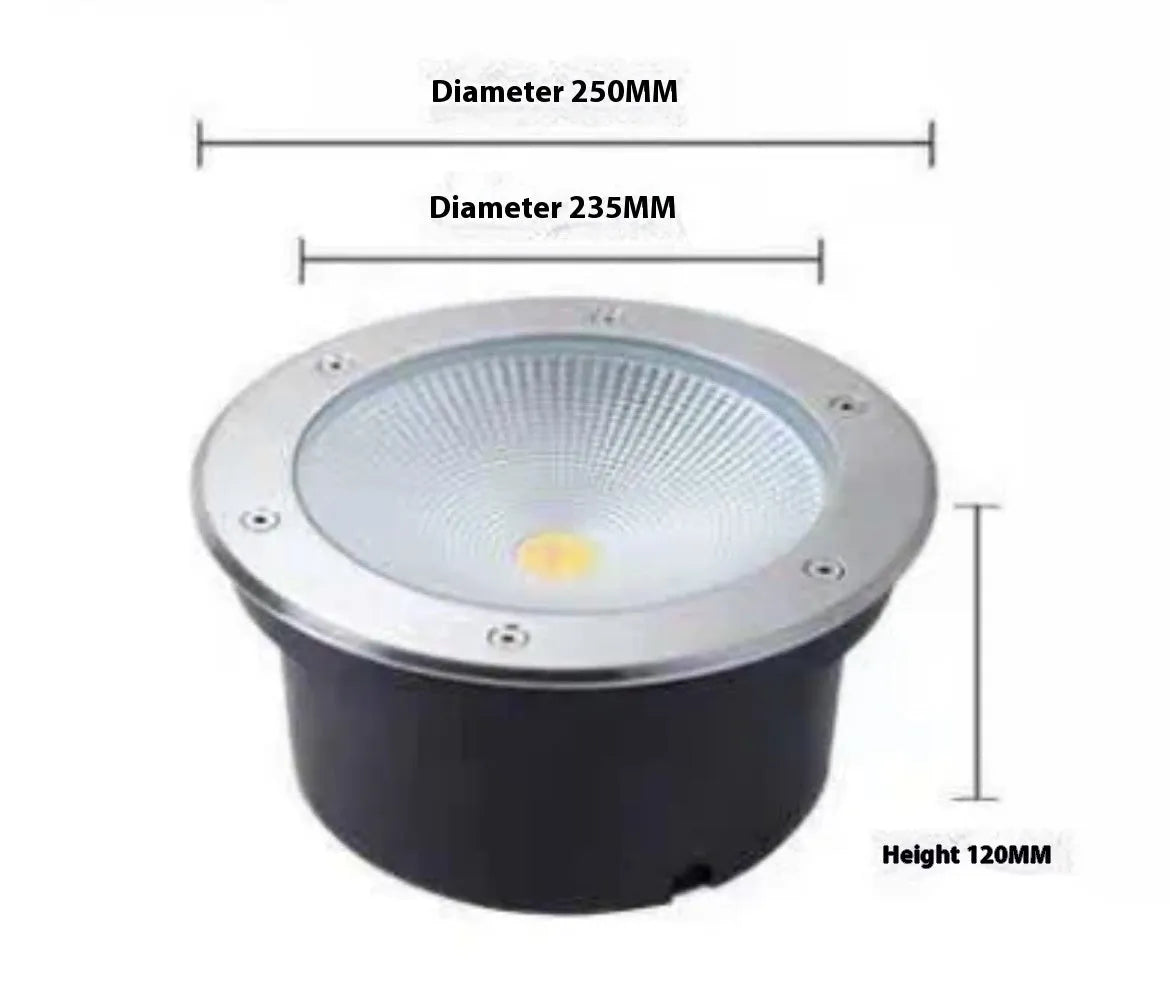 Round black stainless steel LED COB underground light for recessed outdoor garden installation