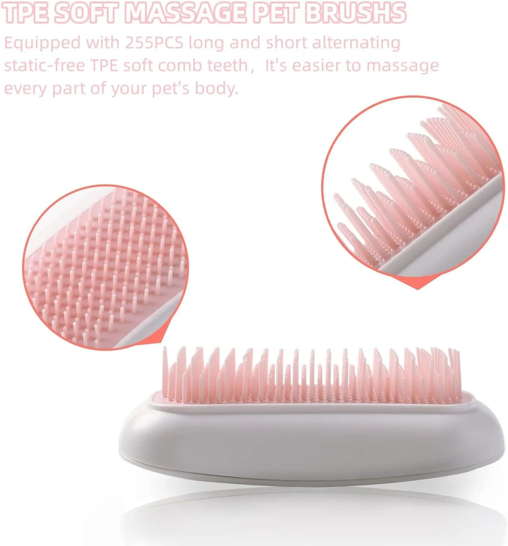 Light pink and white handheld electric pet massage brush with TPE teeth