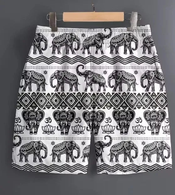 Men's polyester sports shorts in multiple patterns including stripes and camouflage available sizes S to 5XL