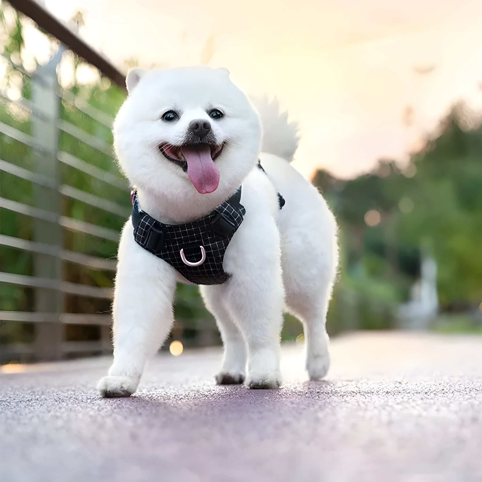 Adjustable dog chest harness with LED night light attachment in multiple colour options