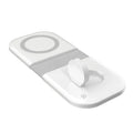 White folding dual magnetic desktop wireless charger with USB Type C ports, 190x11x80 mm, on a desk