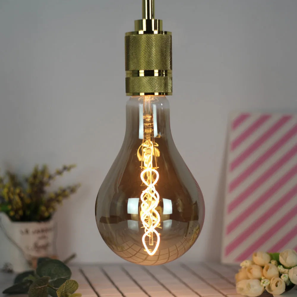 Double helix spiral LED soft light strip in gold or grey finish with 110mm by 200mm dimensions