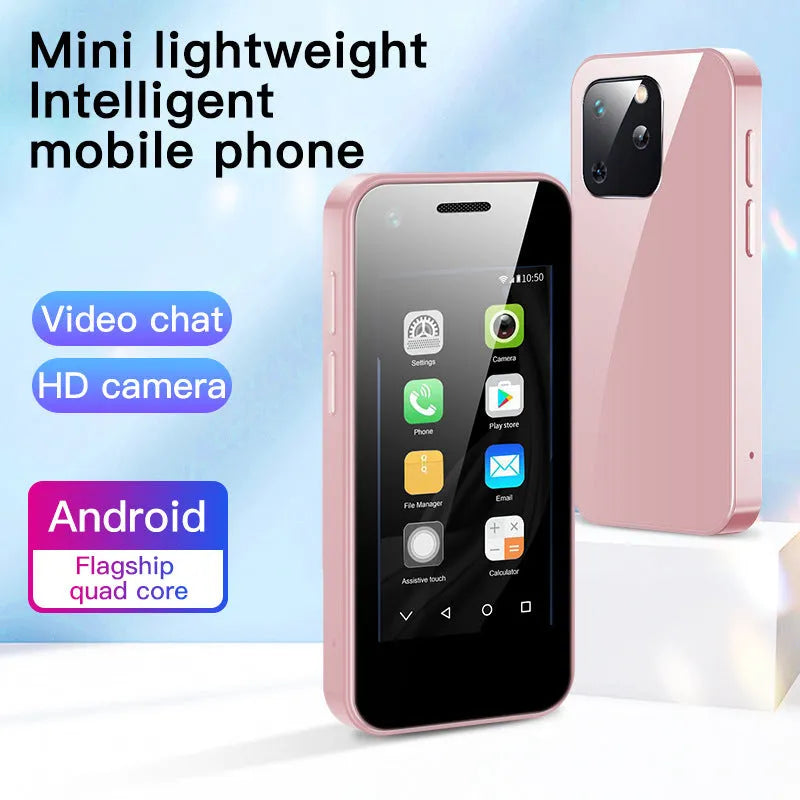 Compact Android smartphone with 2.5-inch screen in Phantom Night Black colour on a white background.