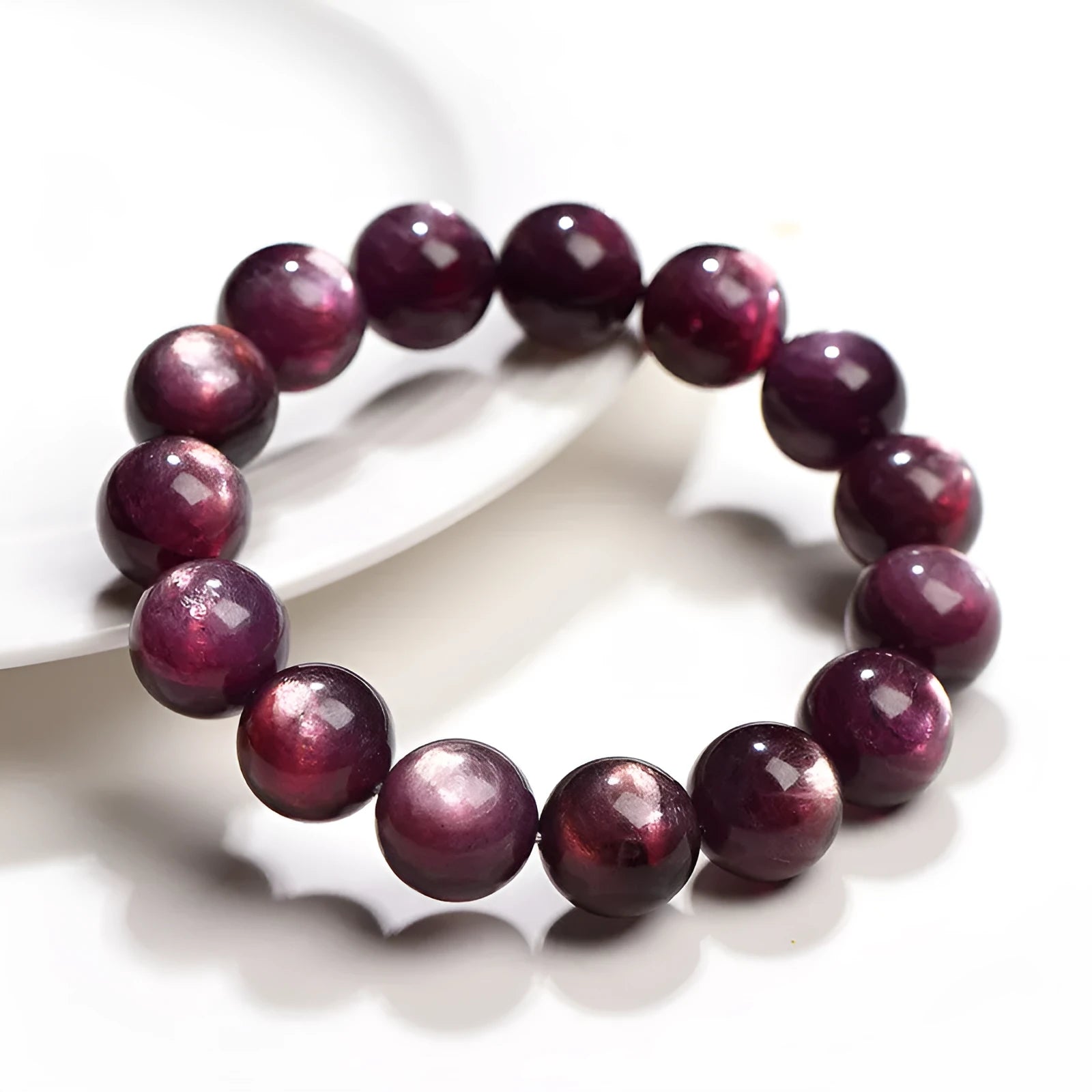 Natural purple lepidolite crystal bracelet with round polished beads in multiple size options