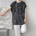 Black ripped beggar sleeveless wide shoulder vest, loose fit, polyester fibre, Japanese retro style